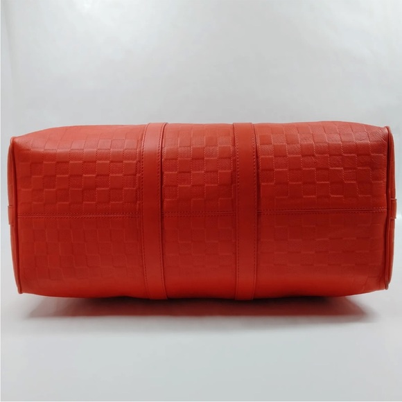 Louis Vuitton Keepall Bandouliere Bag Damier Infini Leather 45 - Red/Orange - Picture 5 of 9